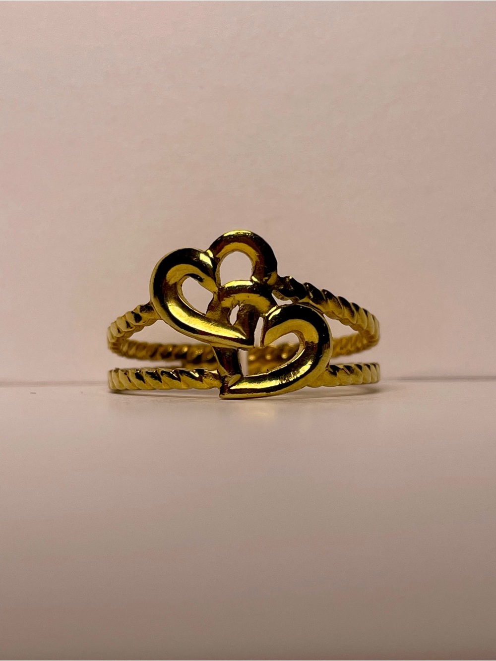 Gold Double Heart Ring